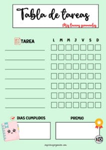 Tabla de Tareas Rellenable Verde
