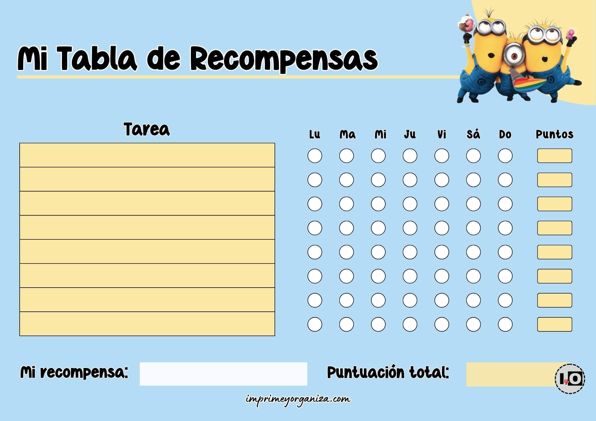 Tabla de recompensas Minions