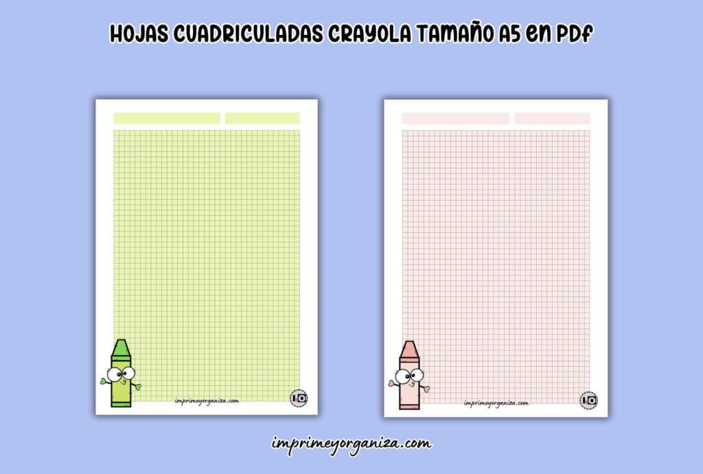 hojas cuadriculadas crayola tamaño a5 en pdf para Imprimir gratis