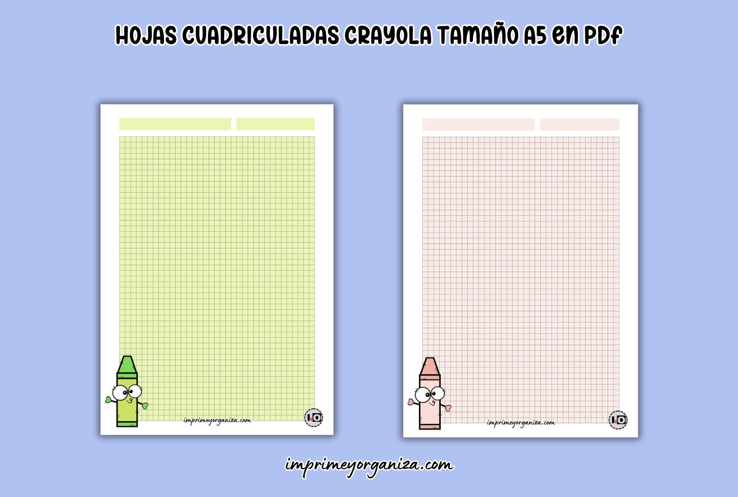 hojas cuadriculadas crayola tamaño a5 en pdf para Imprimir gratis