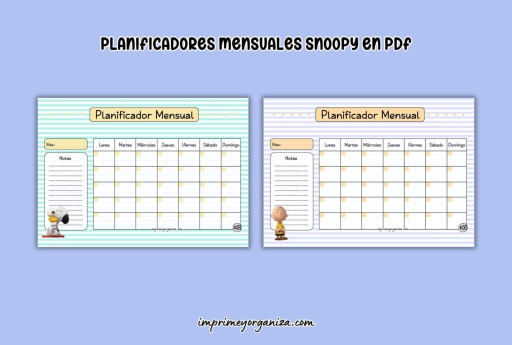 planificadores mensuales snoopy en pdf gratis