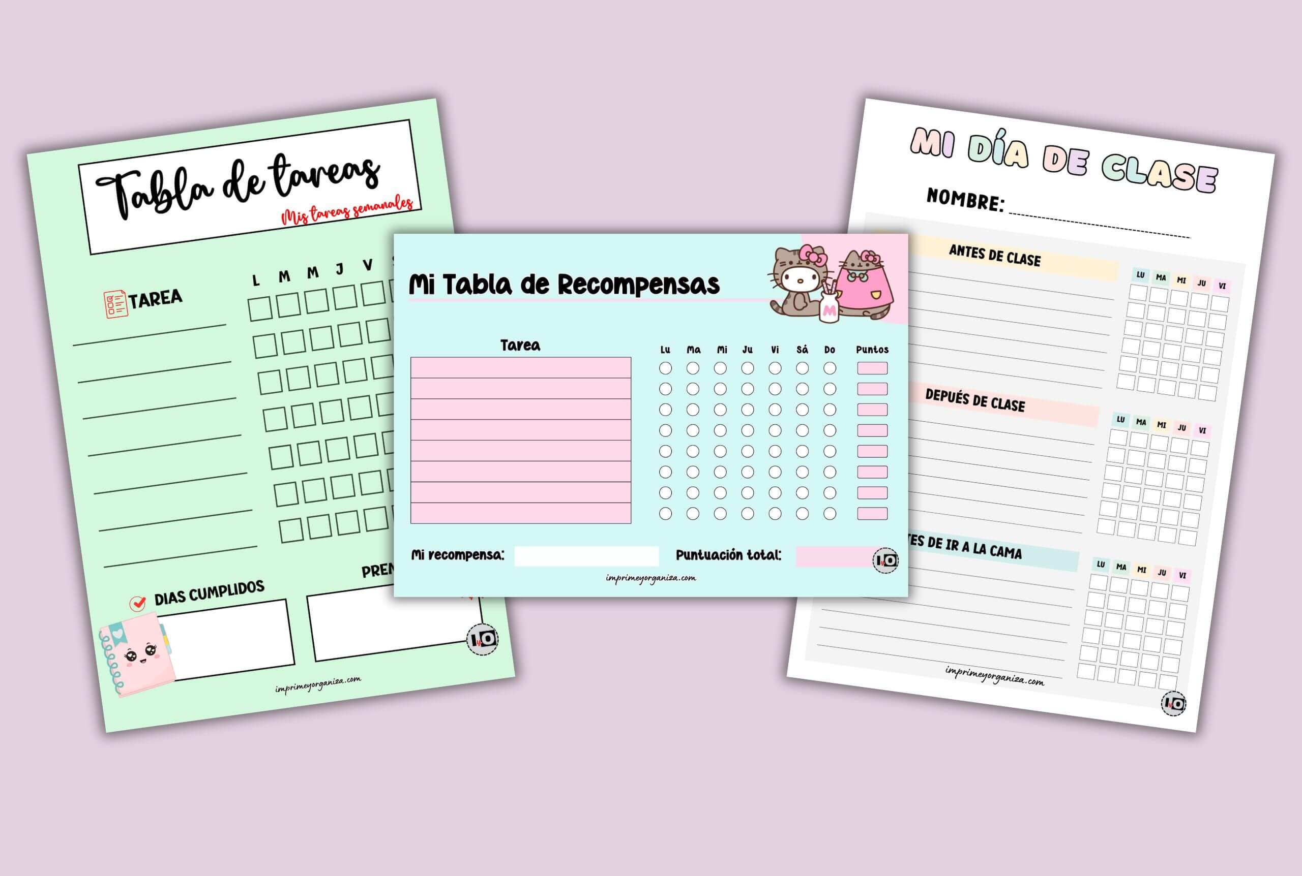 tablas de tareas infantiles para Imprimir gratis