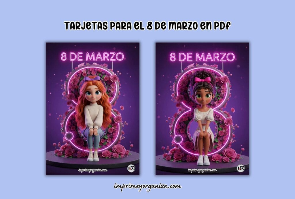 tarjetas para el 8 de marzo para Imprimir gratis