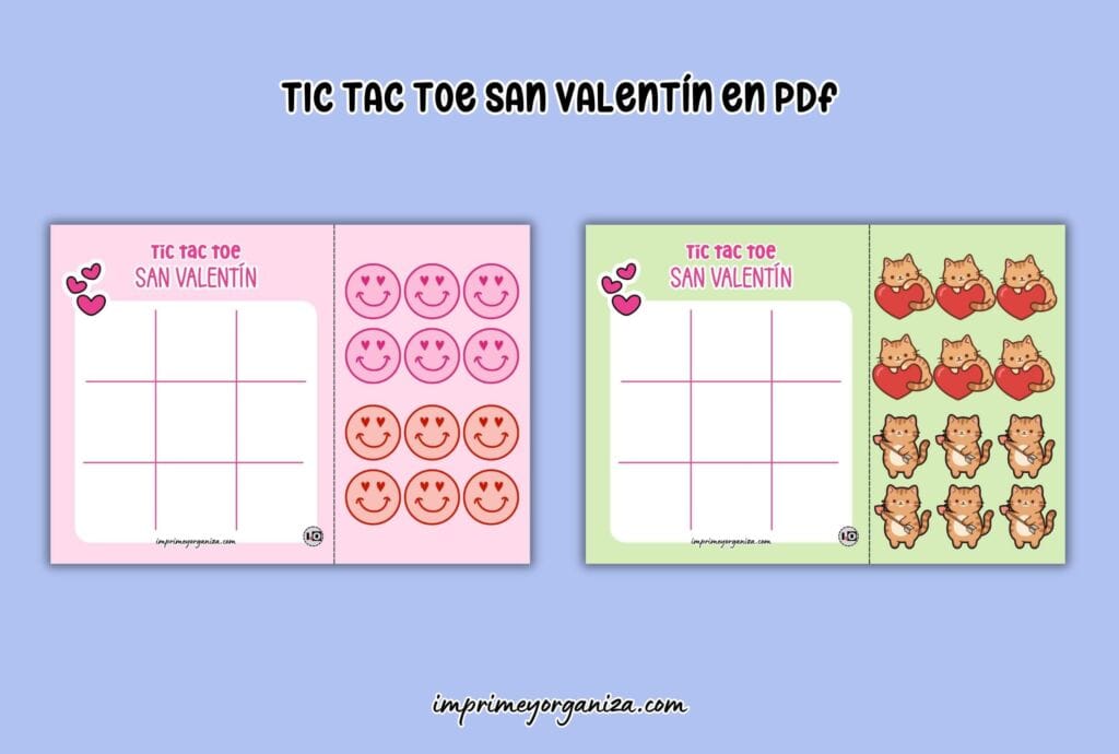 tic tac toe o tres en raya de san valentín para Imprimir gratis
