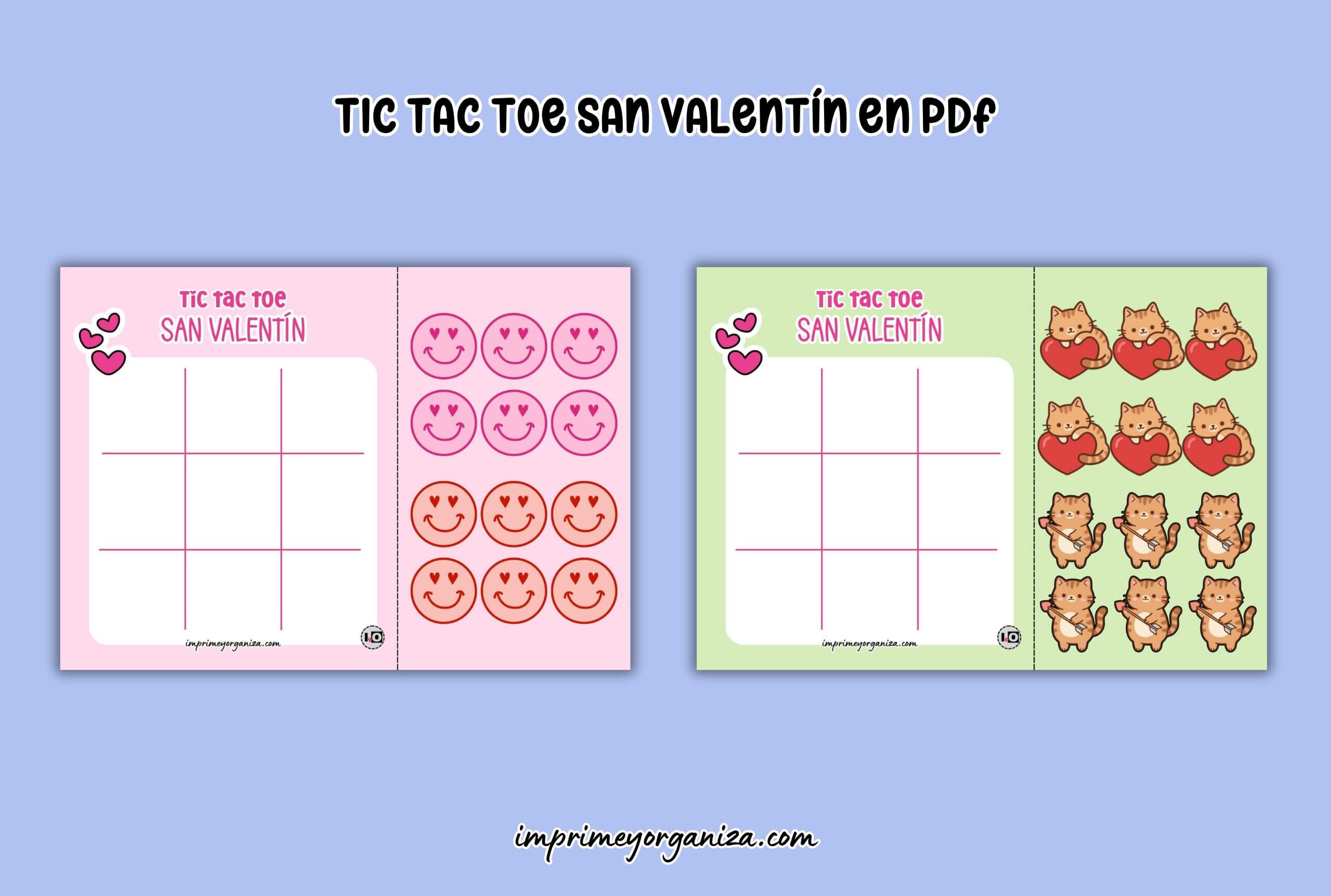 tic tac toe o tres en raya de san valentín para Imprimir gratis