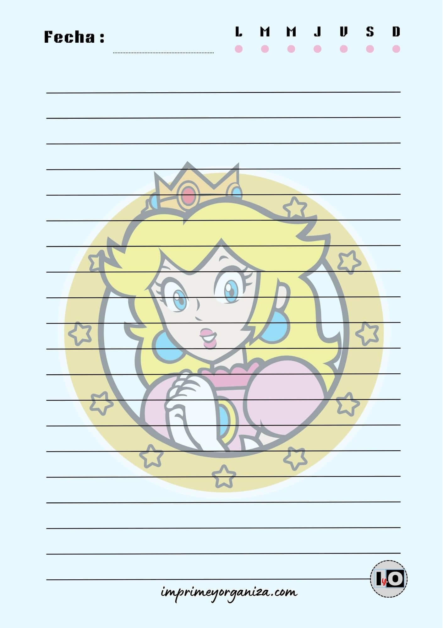 Hoja A5 Princesa Peach