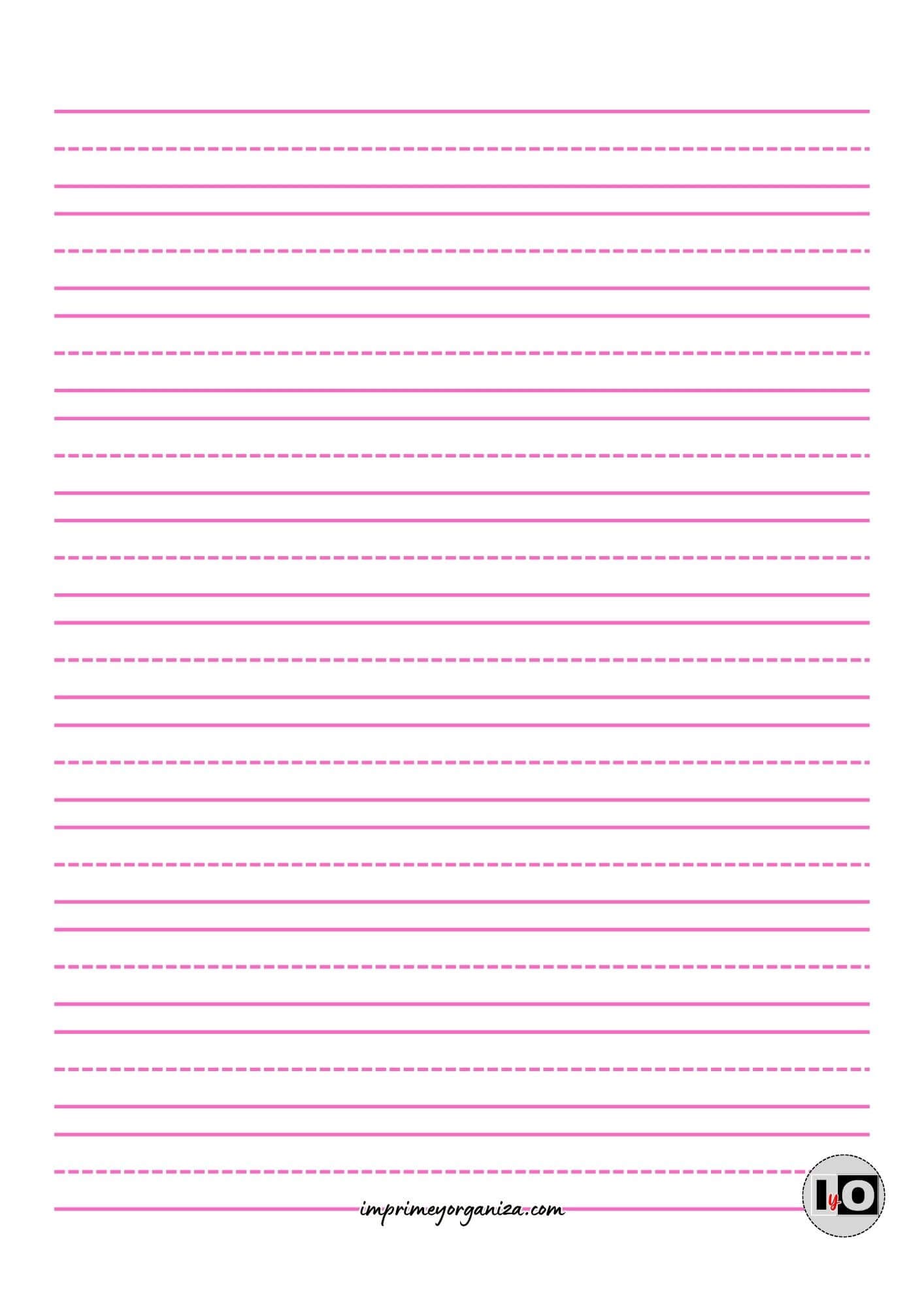 Hoja pauta Caligrafía Rosa
