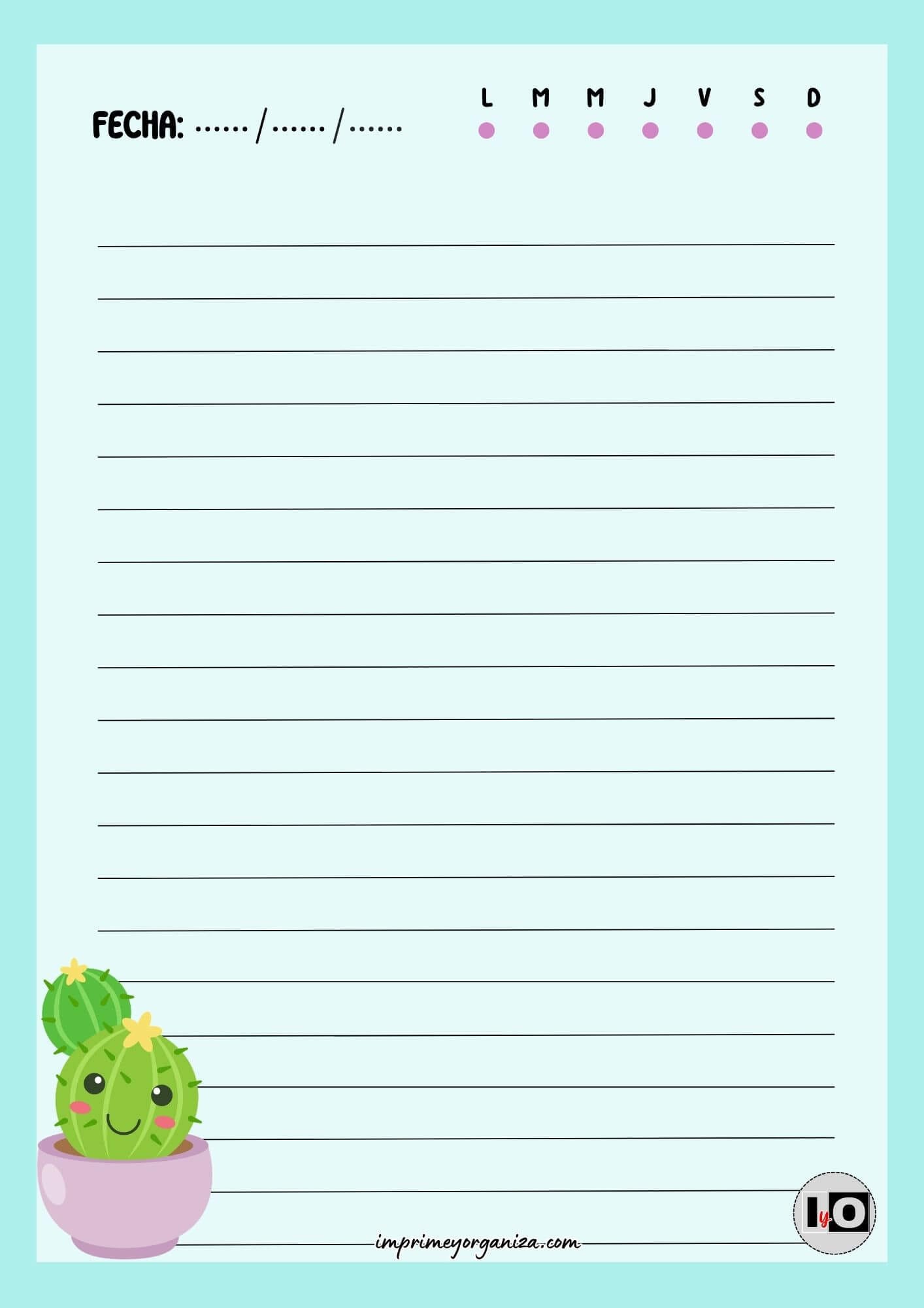 Hoja rayada Cactus Turquesa