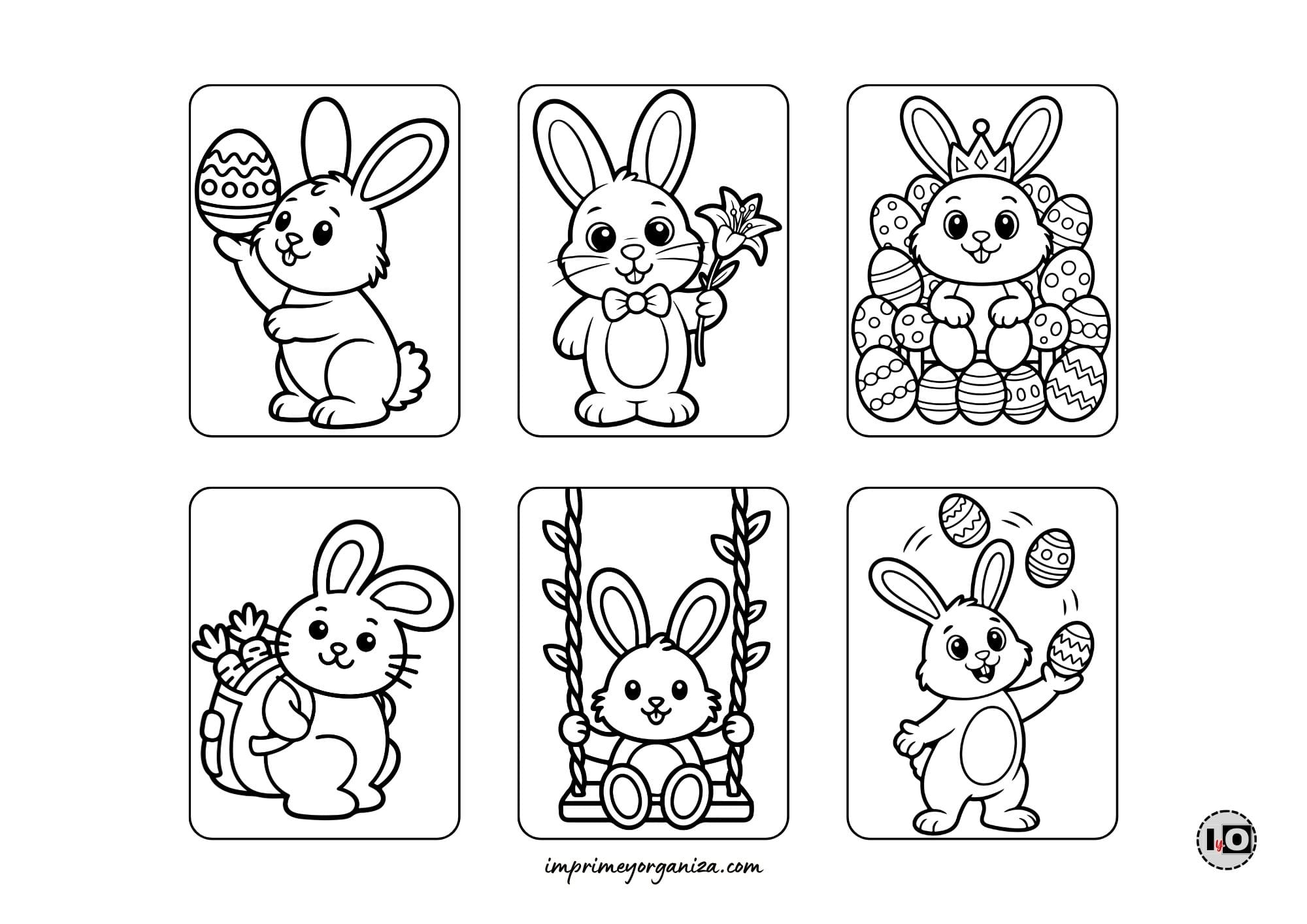 Hojitas Colorear Conejos Pascua