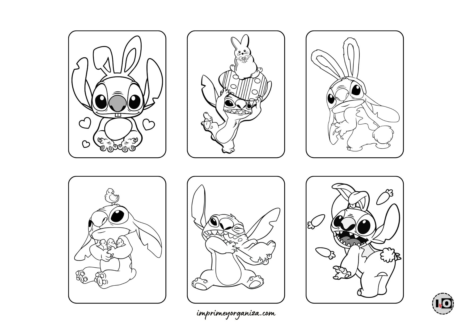 Hojitas Colorear Stitch Pascua