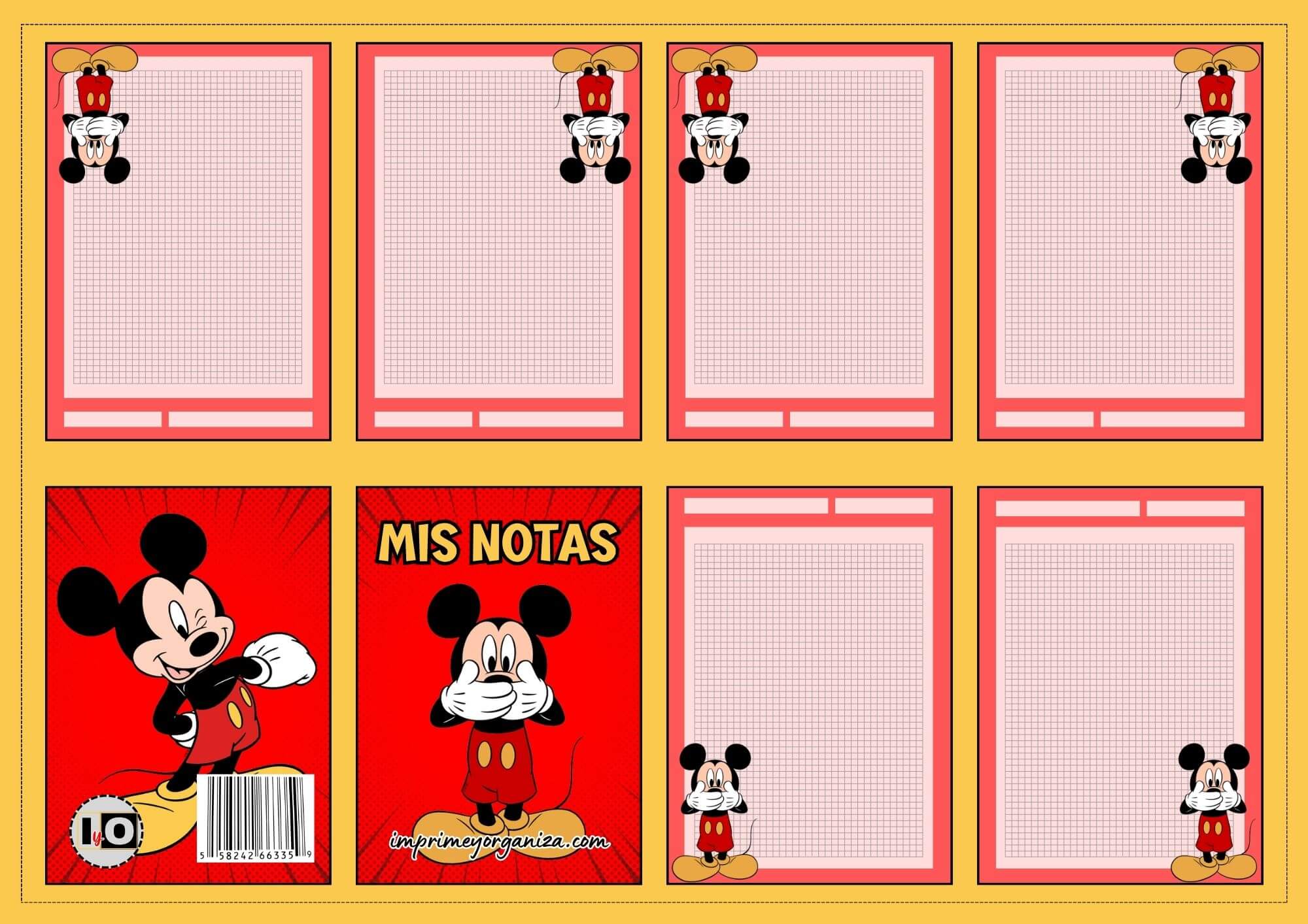 Mini notas Cuadrícula Mickey Mouse