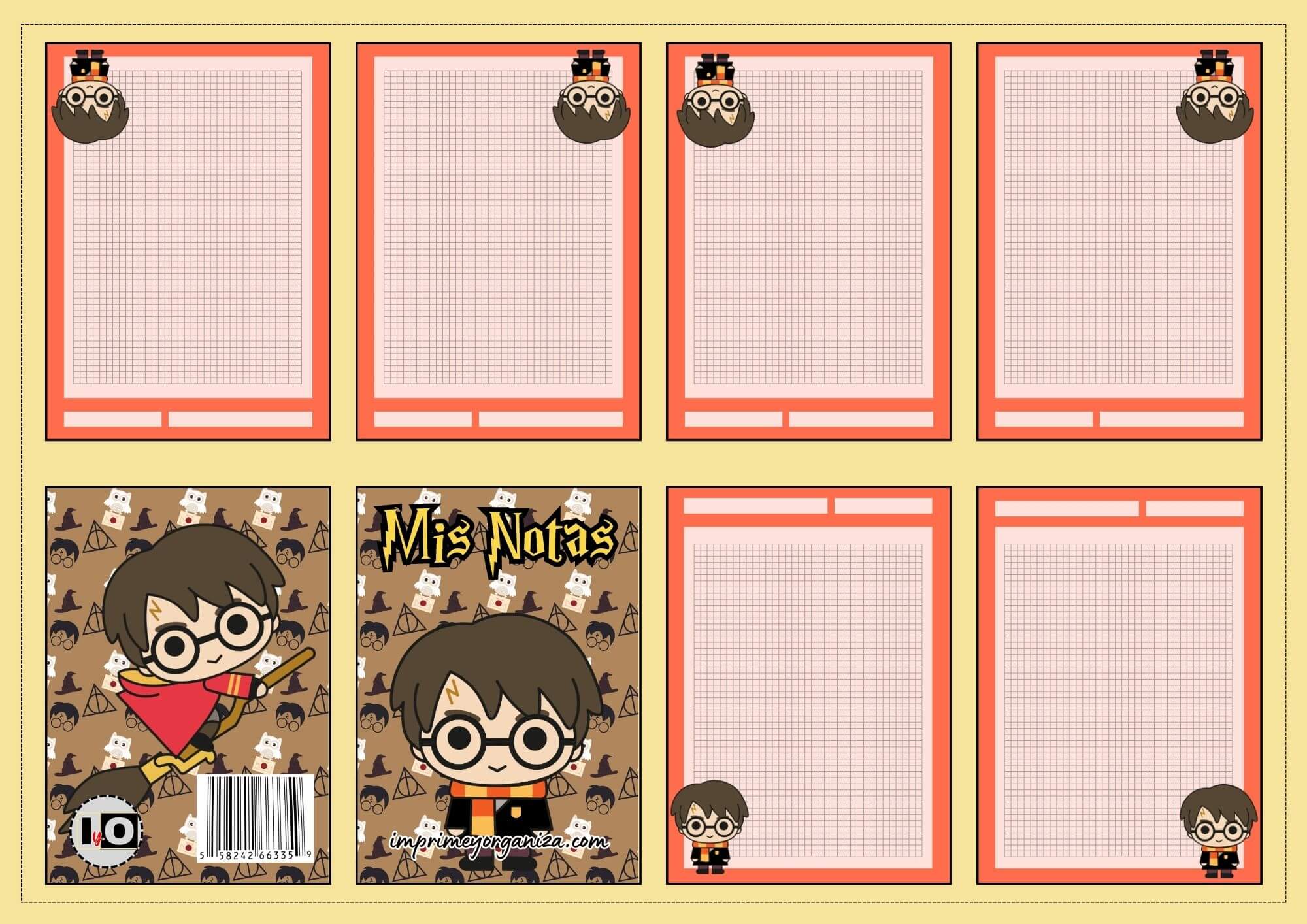 Mini notas cuadrícula Harry Potter