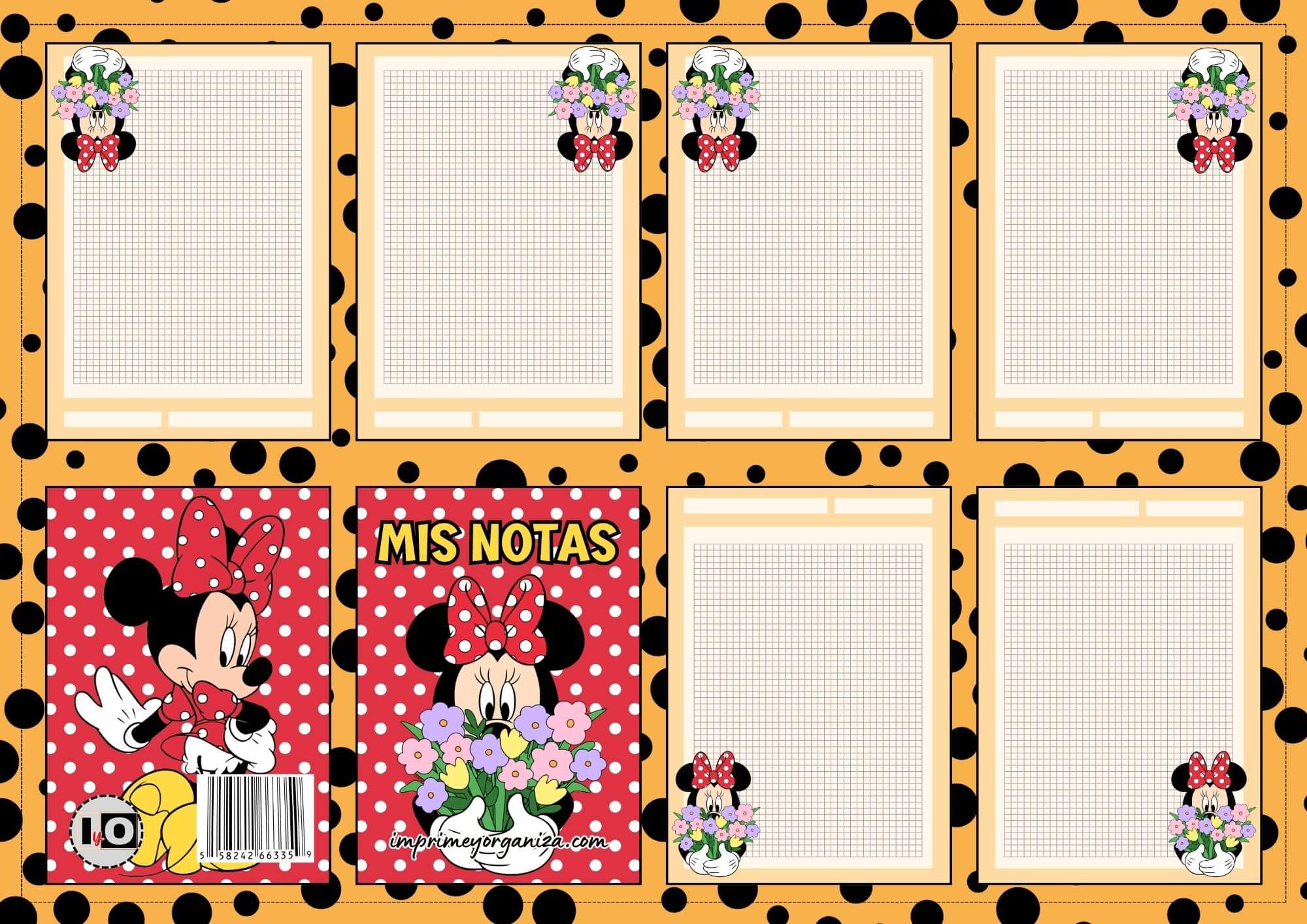 Mini notas cuadrícula Minnie Mouse