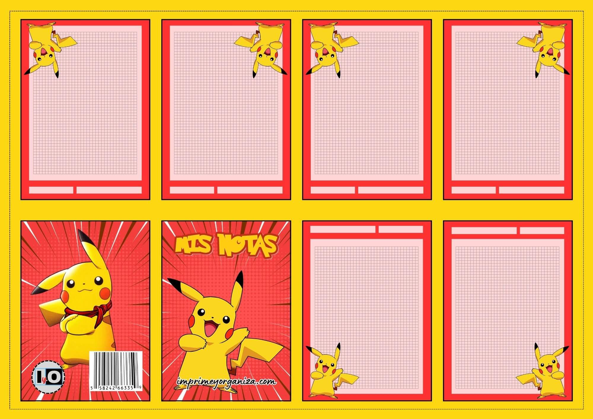 Mini notas cuadricula Pikachu