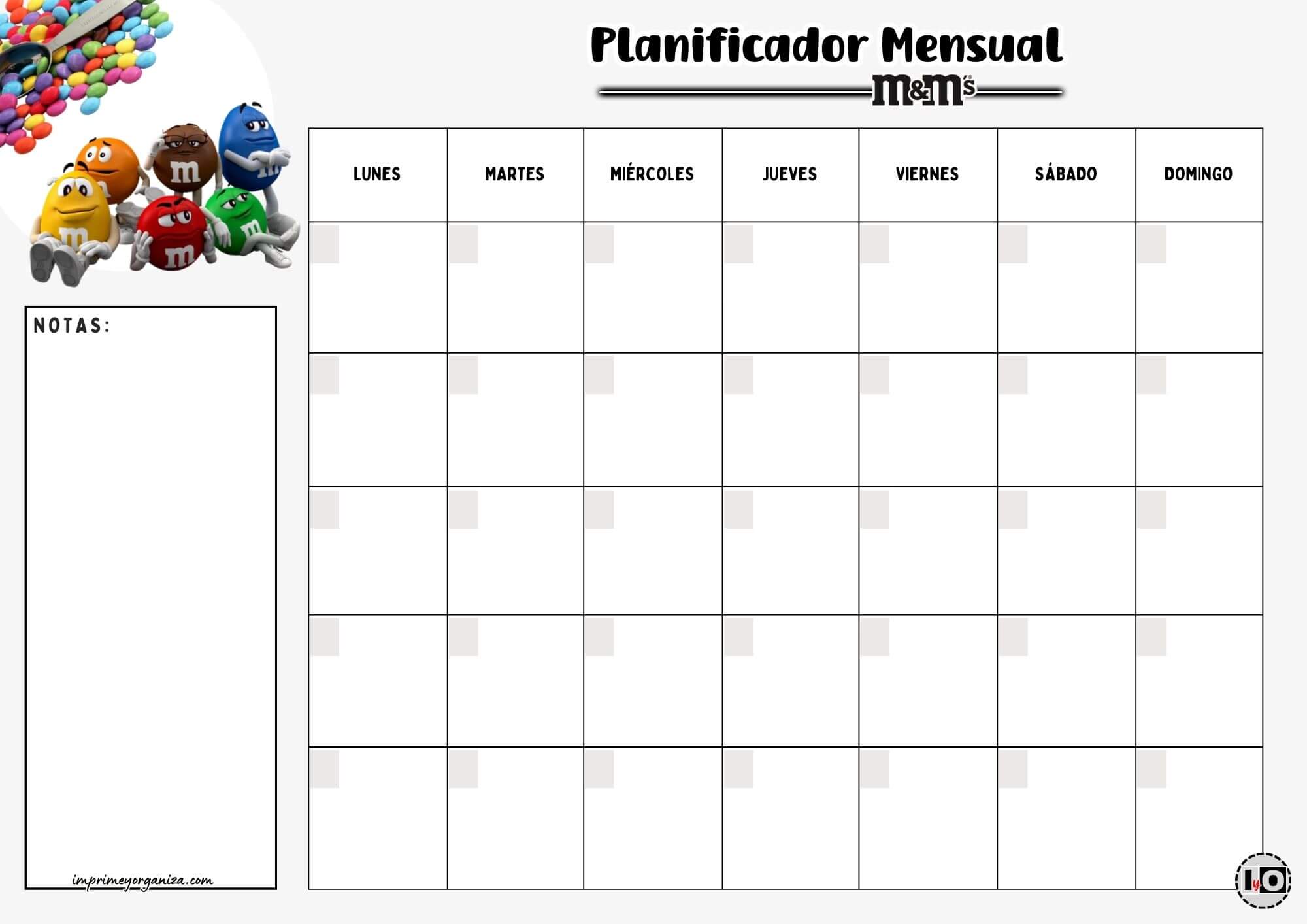 Planificador Mensual m&m Blanco