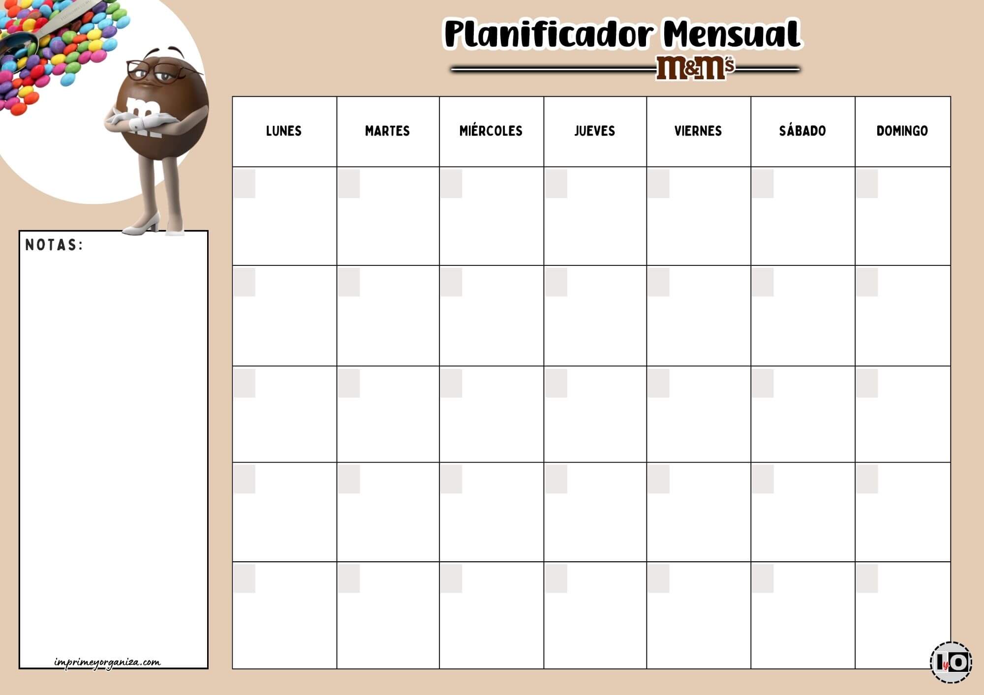Planificador Mensual m&m Marrón