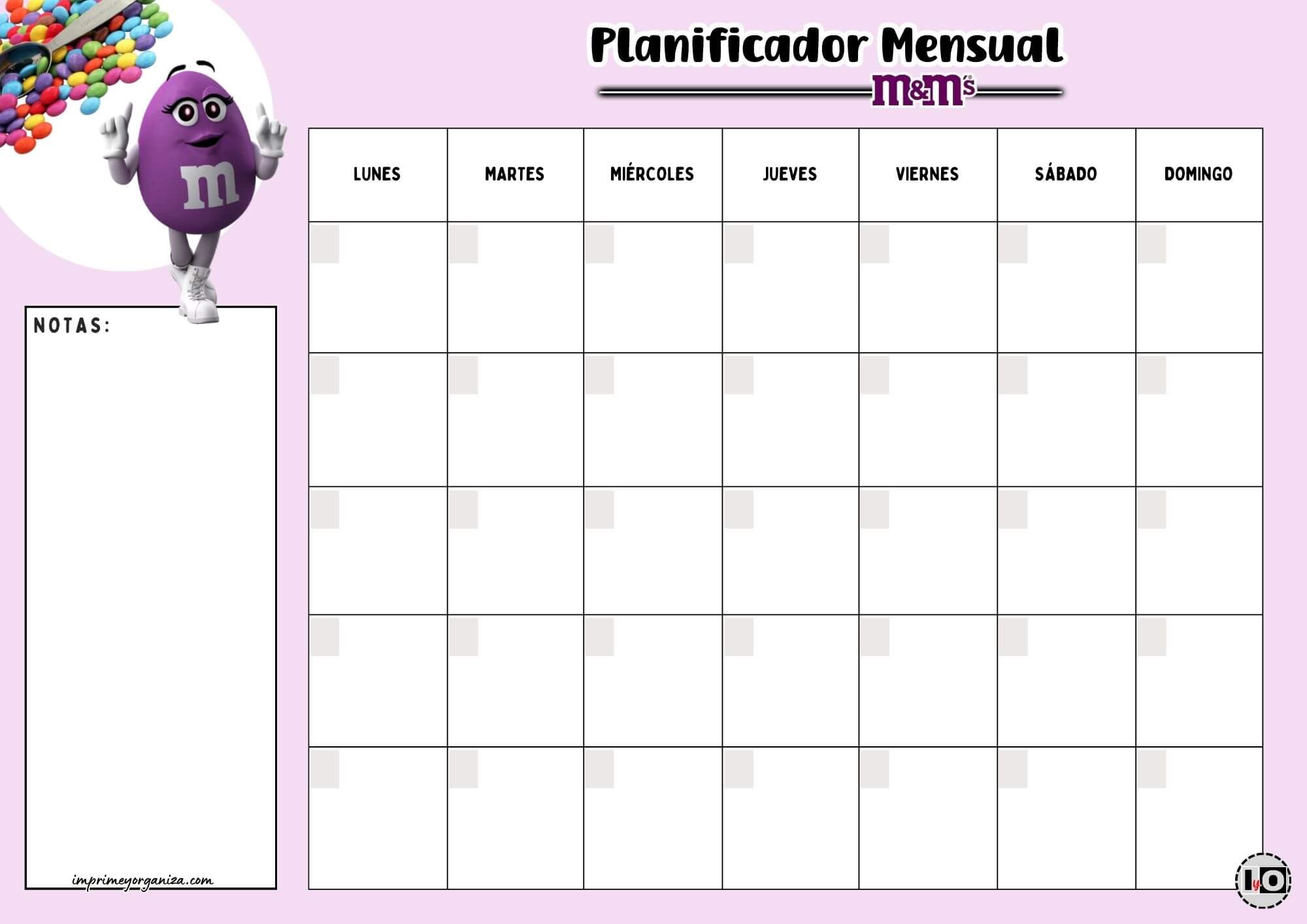 Planificador Mensual m&m Morado