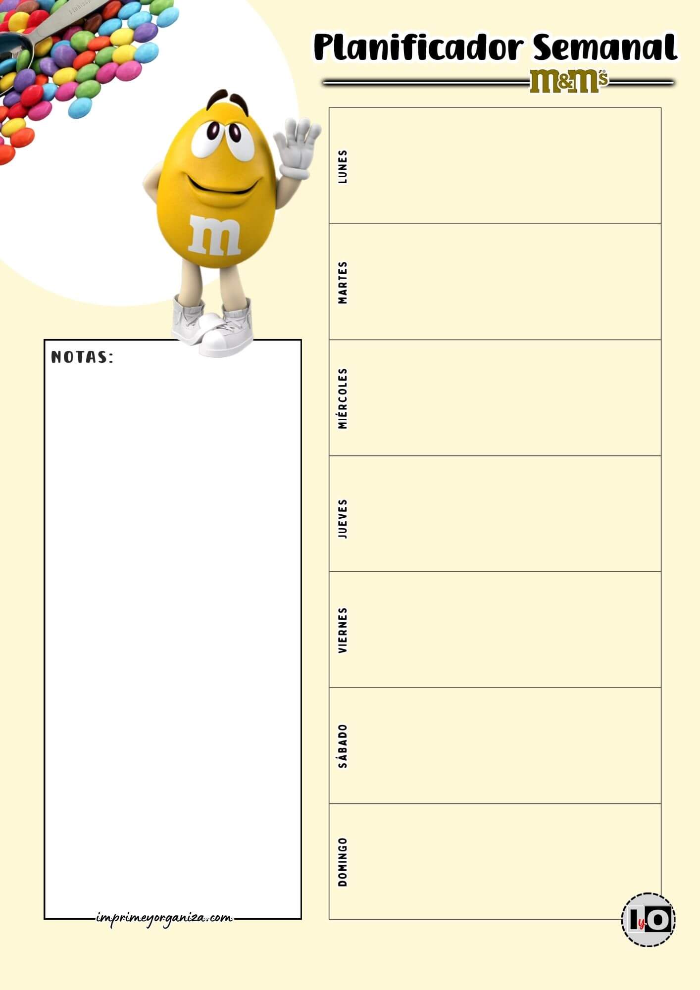 Planificador Semanal m&m Amarillo