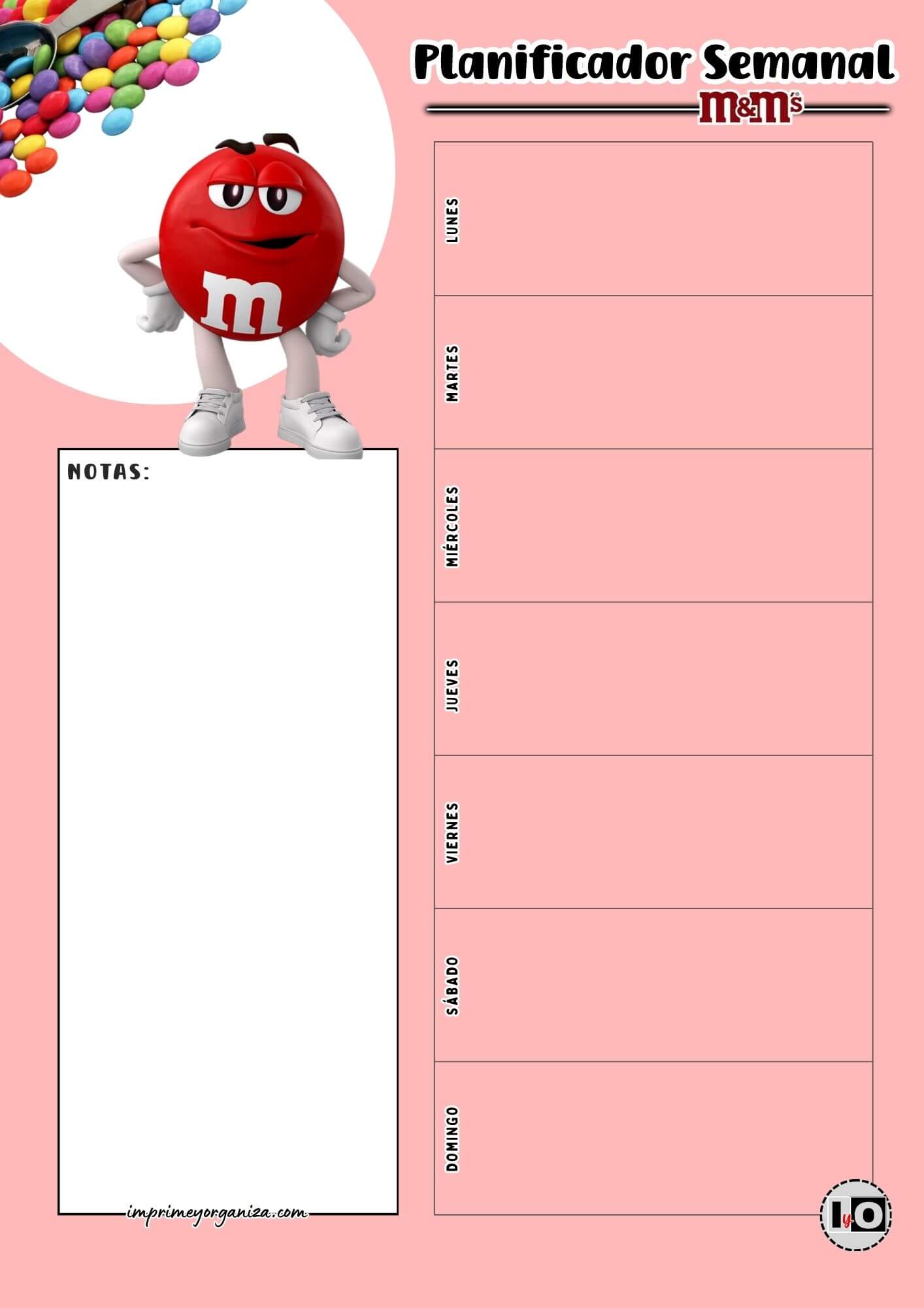 Planificador Semanal m&m Rojo