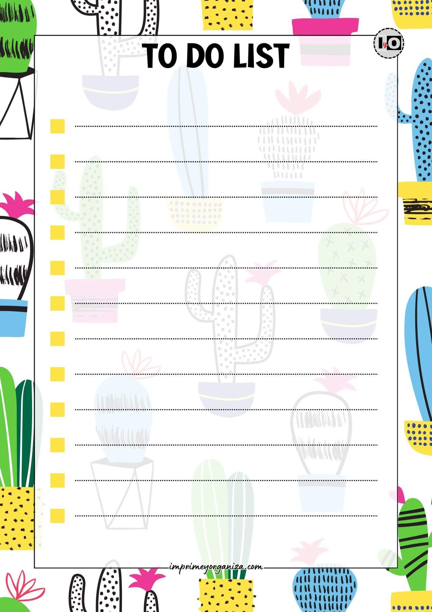 To Do List Estampado cactus amarillo
