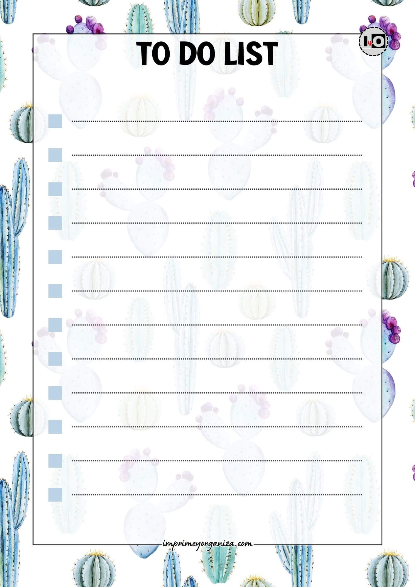 To Do List Estampado cactus azul