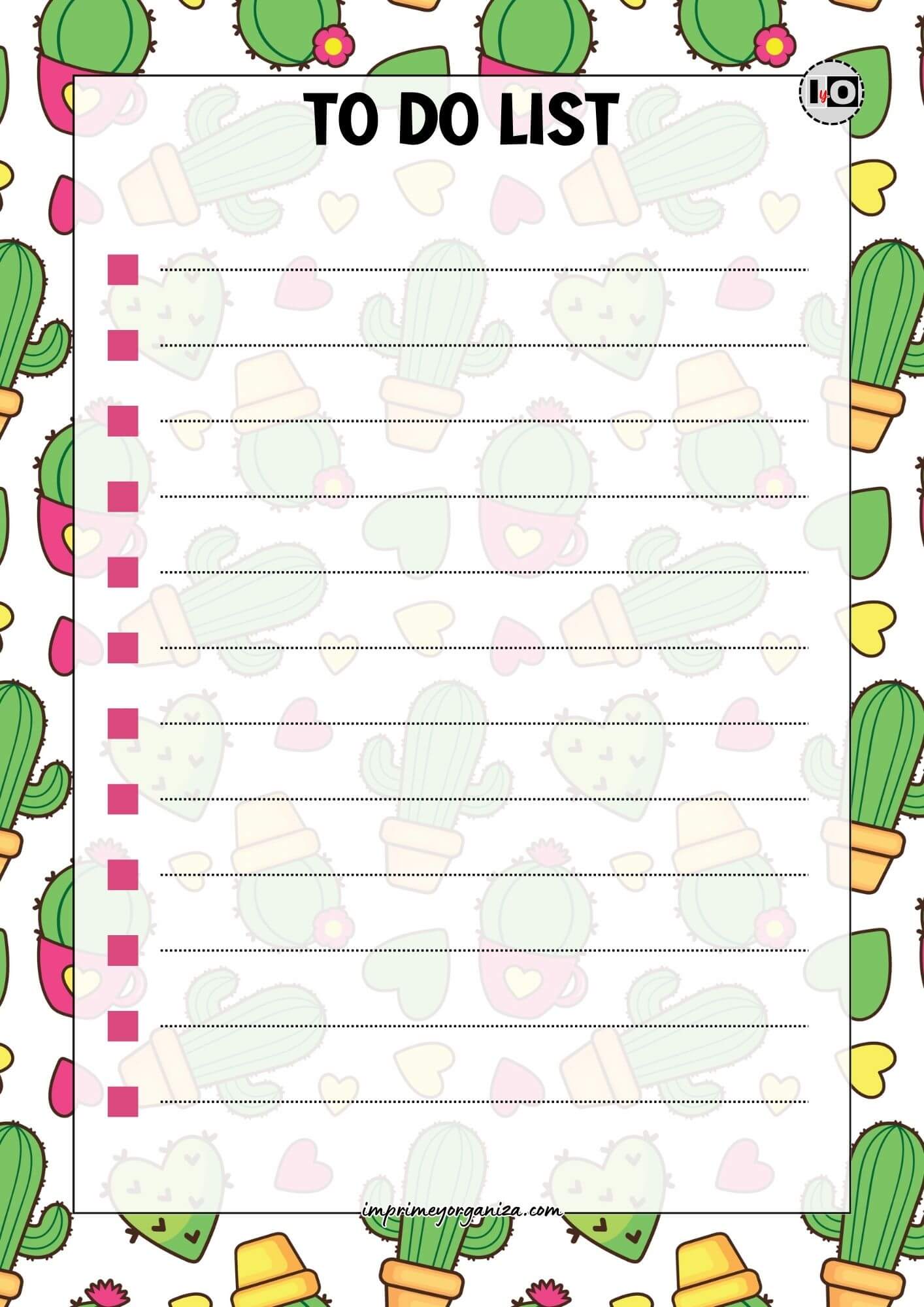 To Do List Estampado cactus corazones