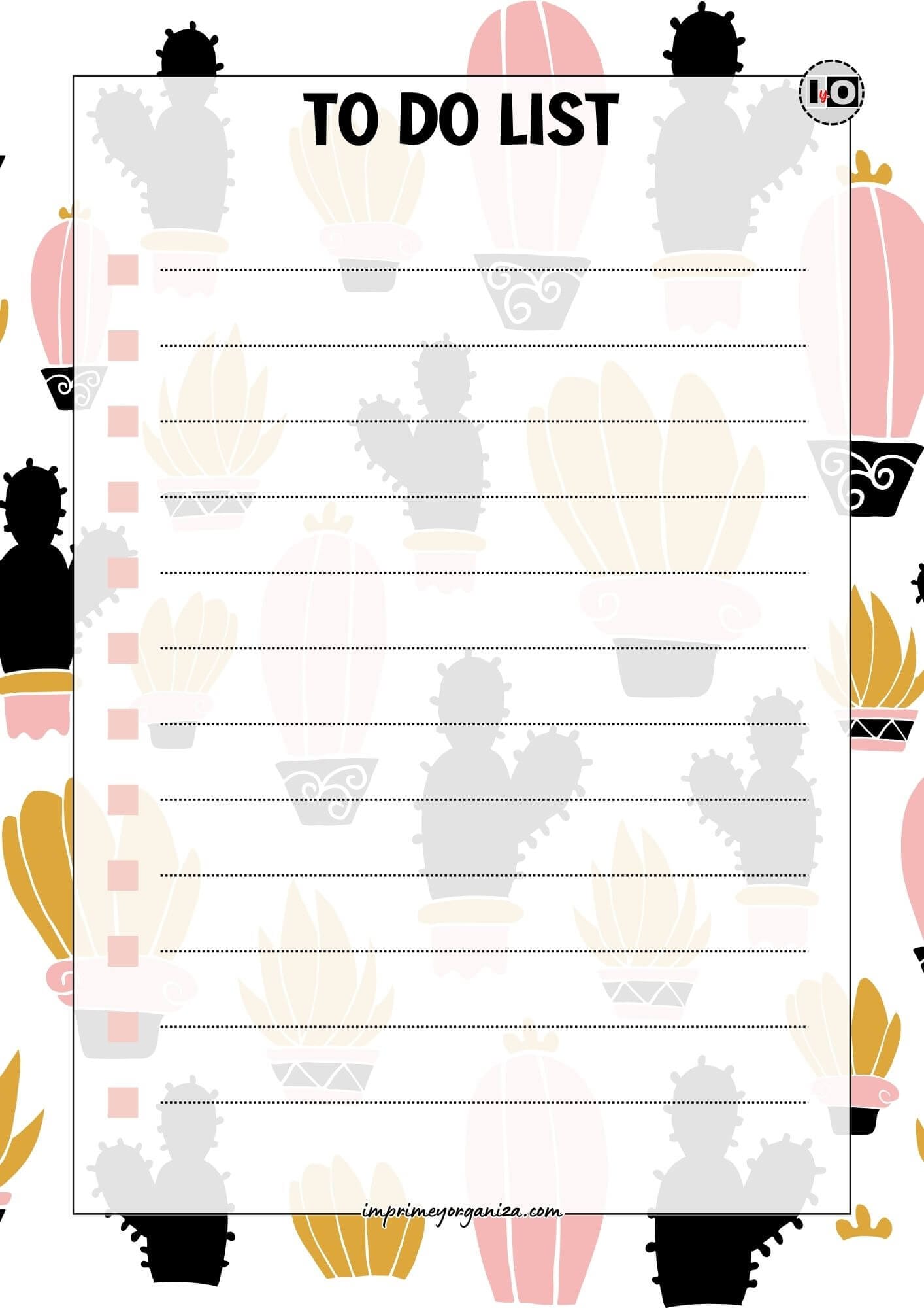 To Do List Estampado cactus negro