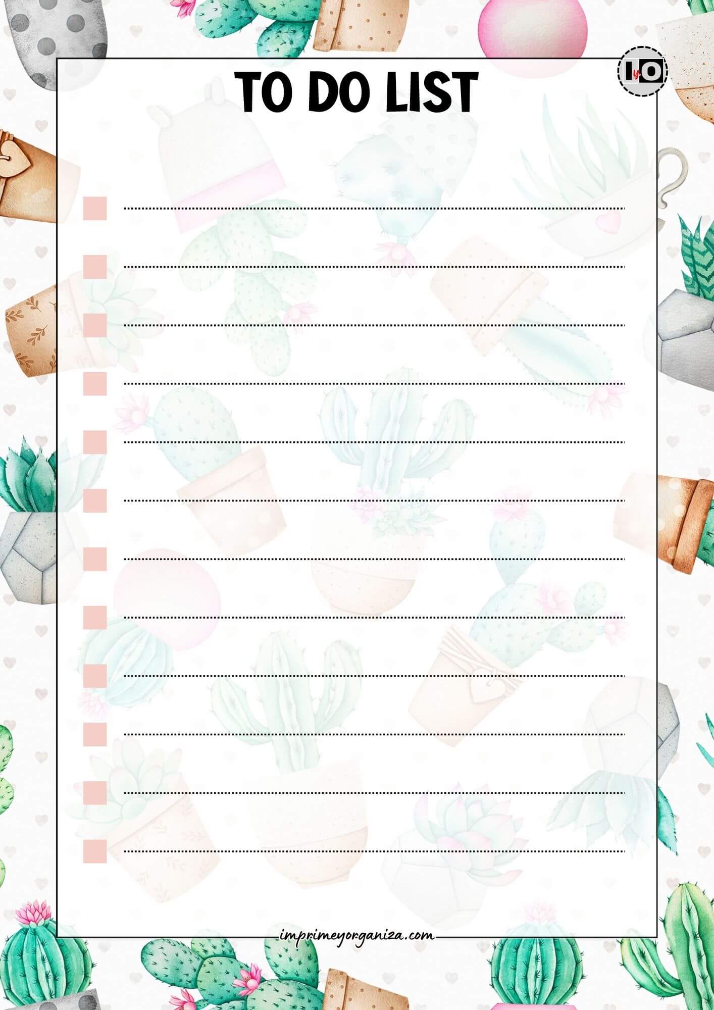 To Do List Estampado cactus rosa