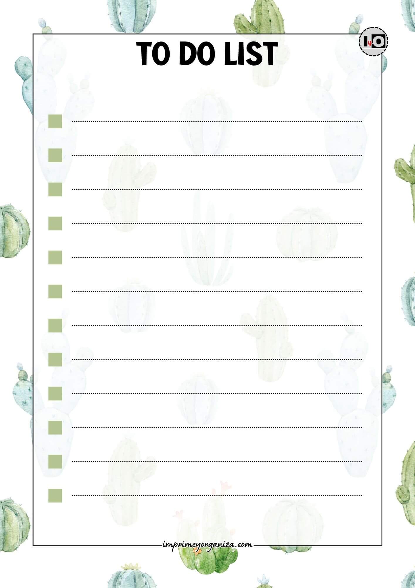 To Do List Estampado cactus verde