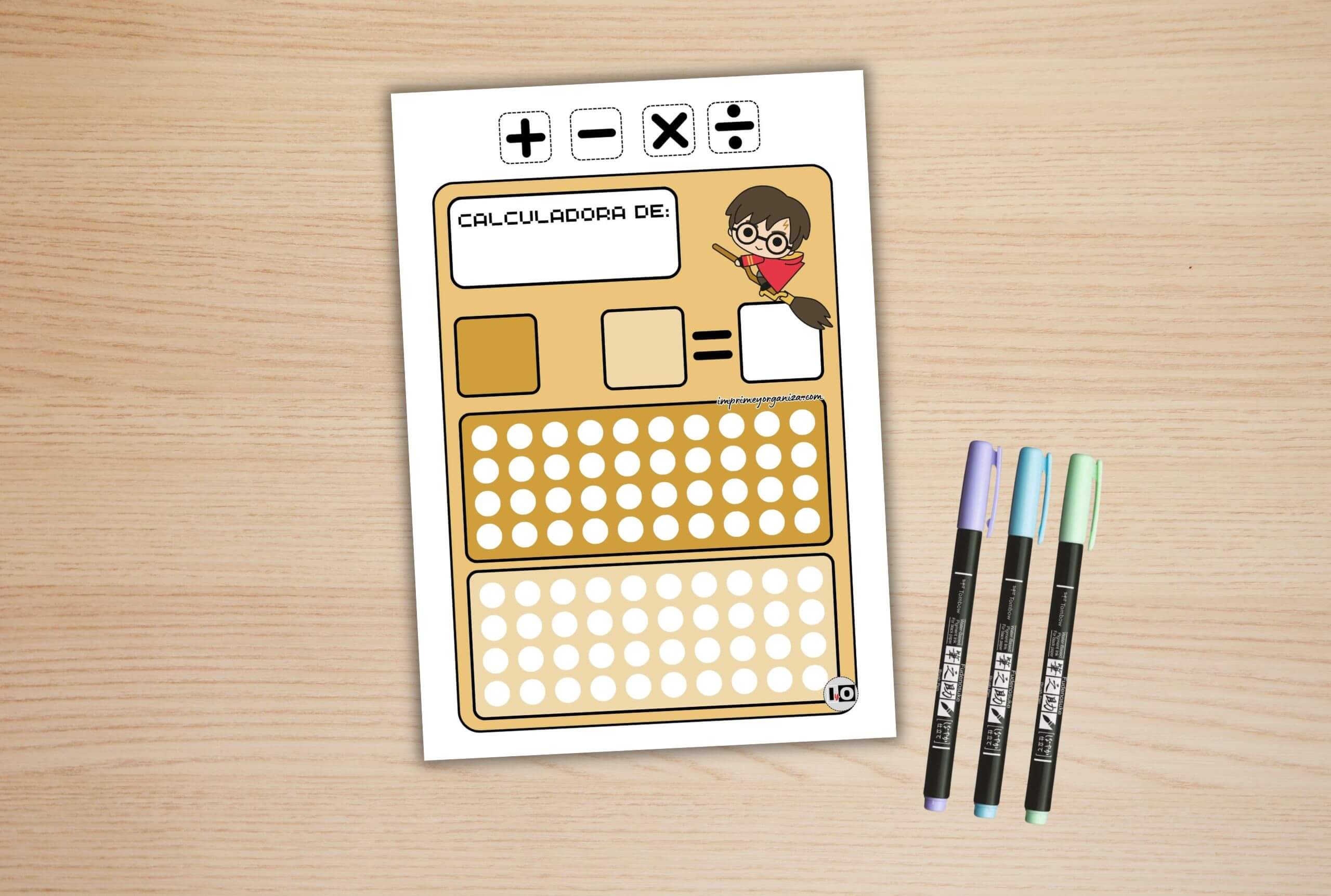 formato de calculadora infantil interactiva para imprimir en pdf gratis