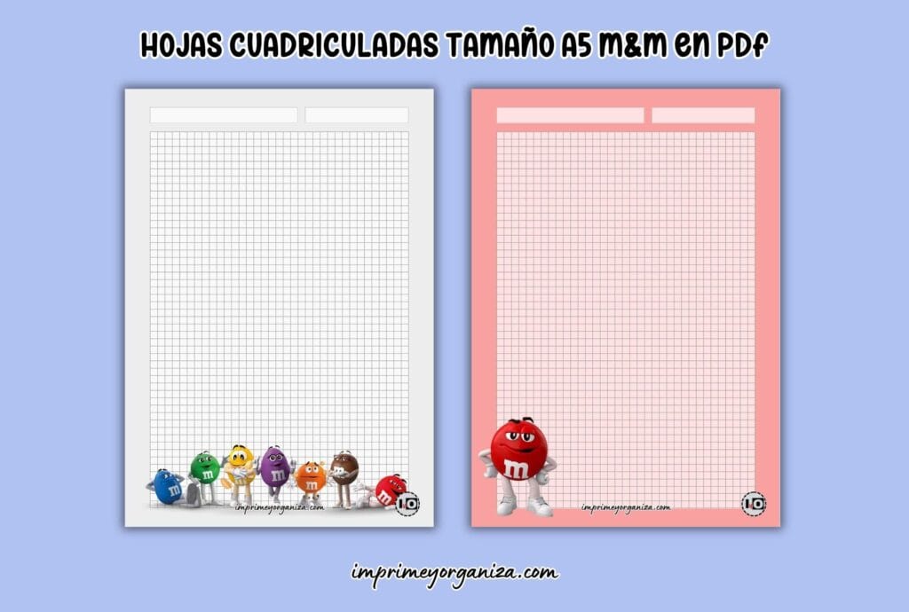 hojas cuadriculadas m&m para imprimir en pdf gratis