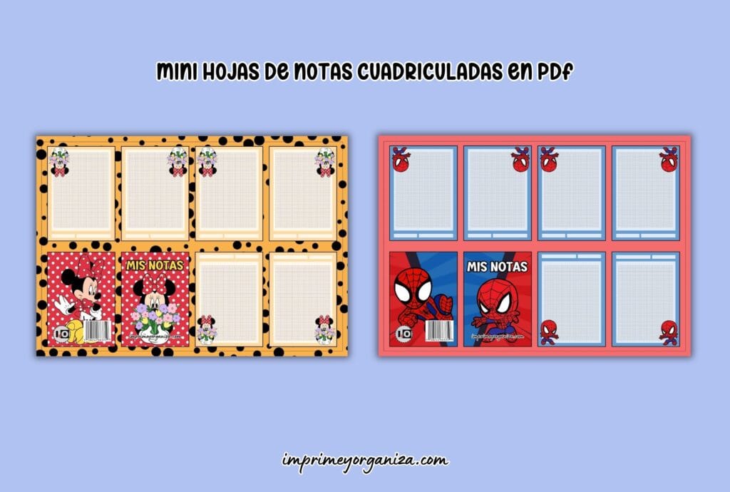 mini hojas de notas cuadriculadas para imprimir en pdf gratis