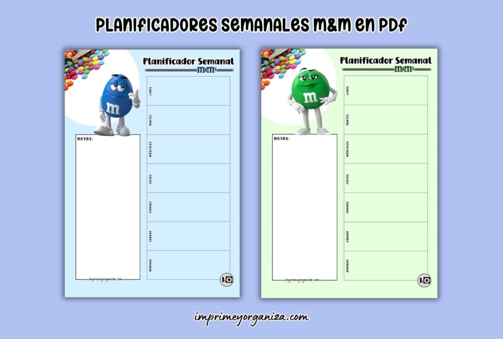planificadores semanales m&m para imprimir en pdf gratis