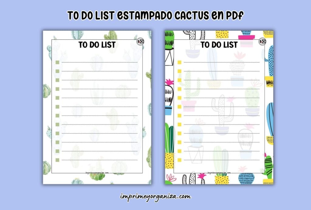 to do list estampado de cactus para imprimir en pdf gratis