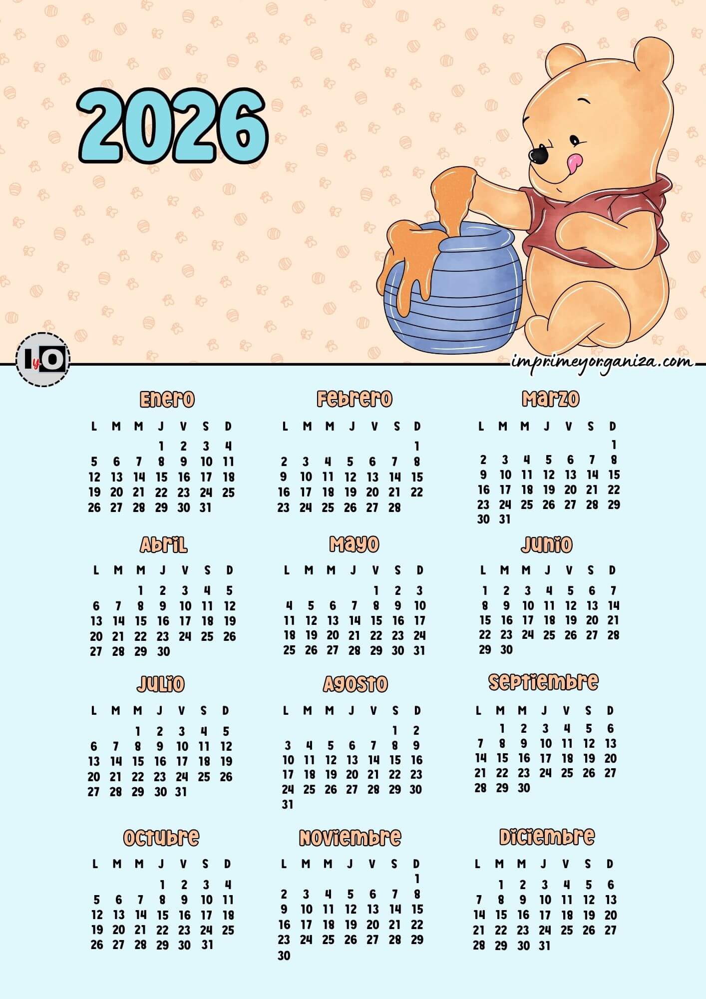 Calendario 2026 Baby Winnie
