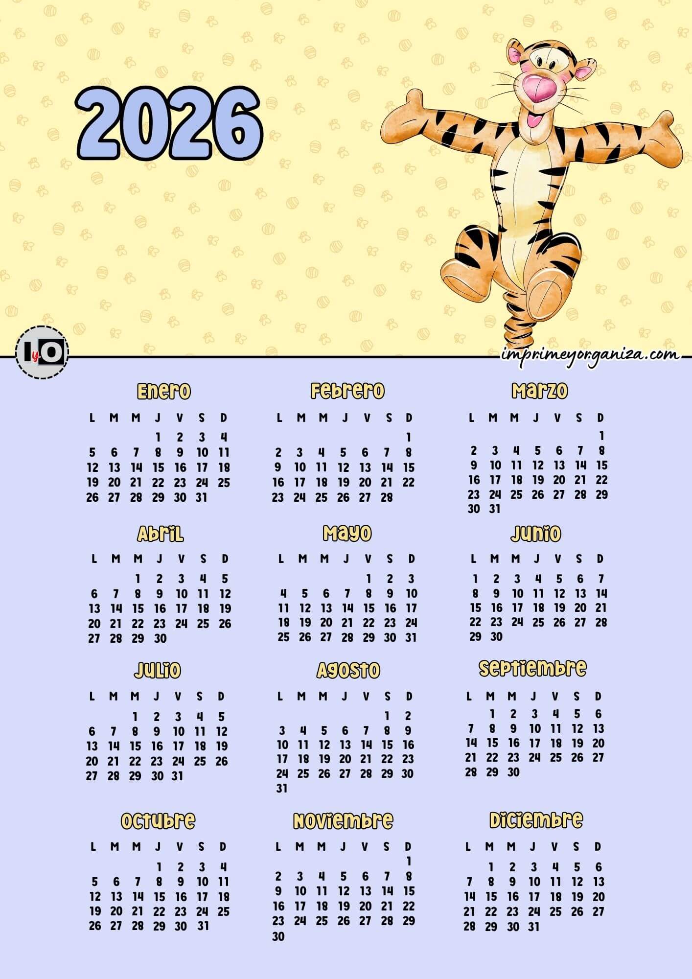 Calendario 2026 Tiger