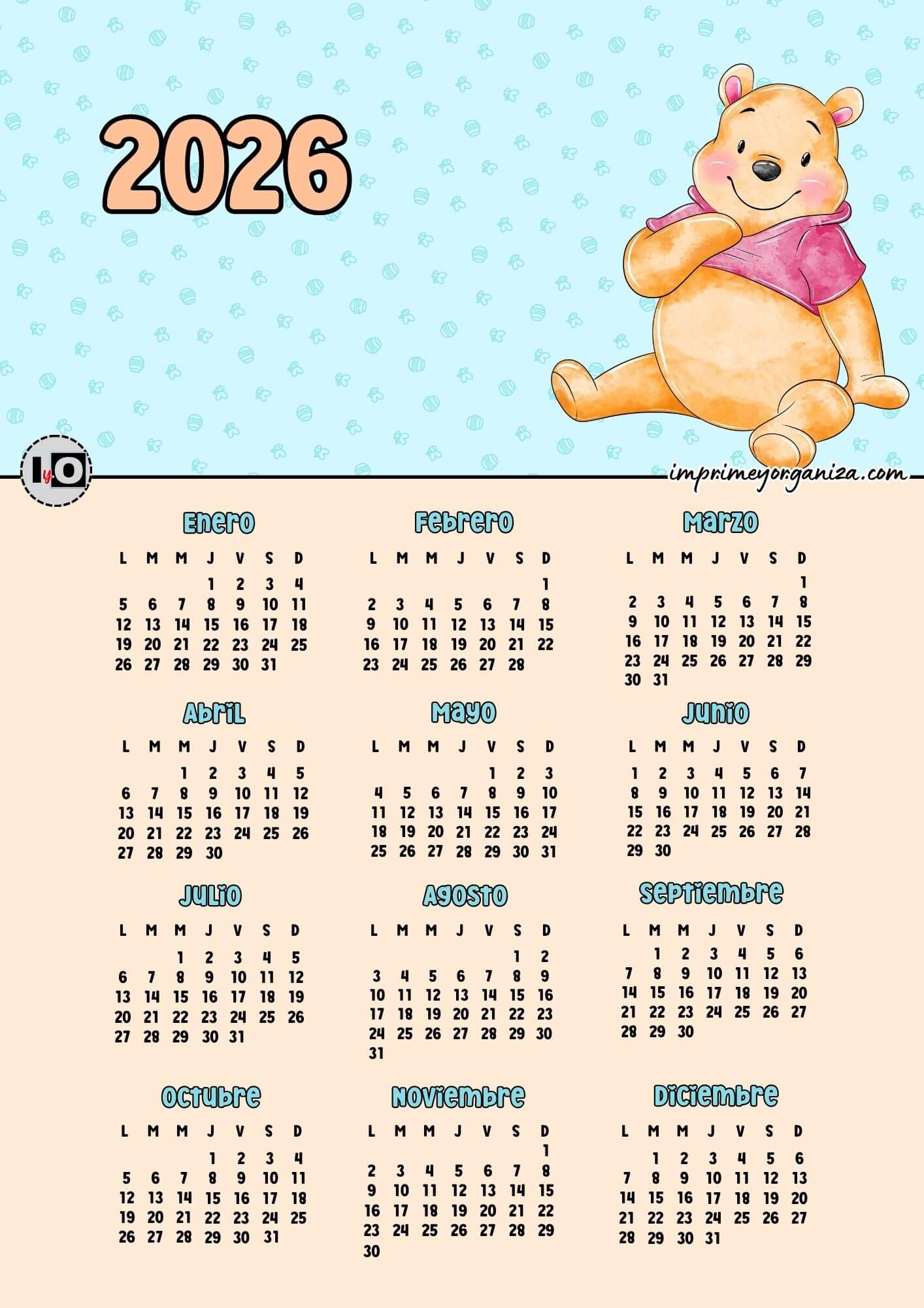 Calendario 2026 Winnie