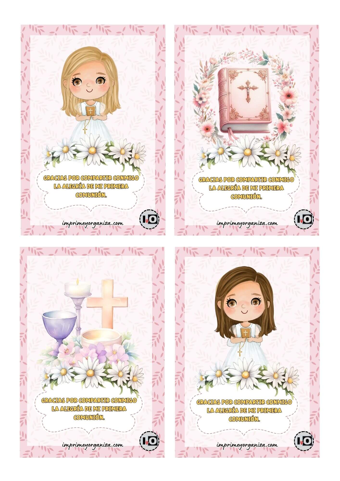 Estampitas primera comunión acuarela niña