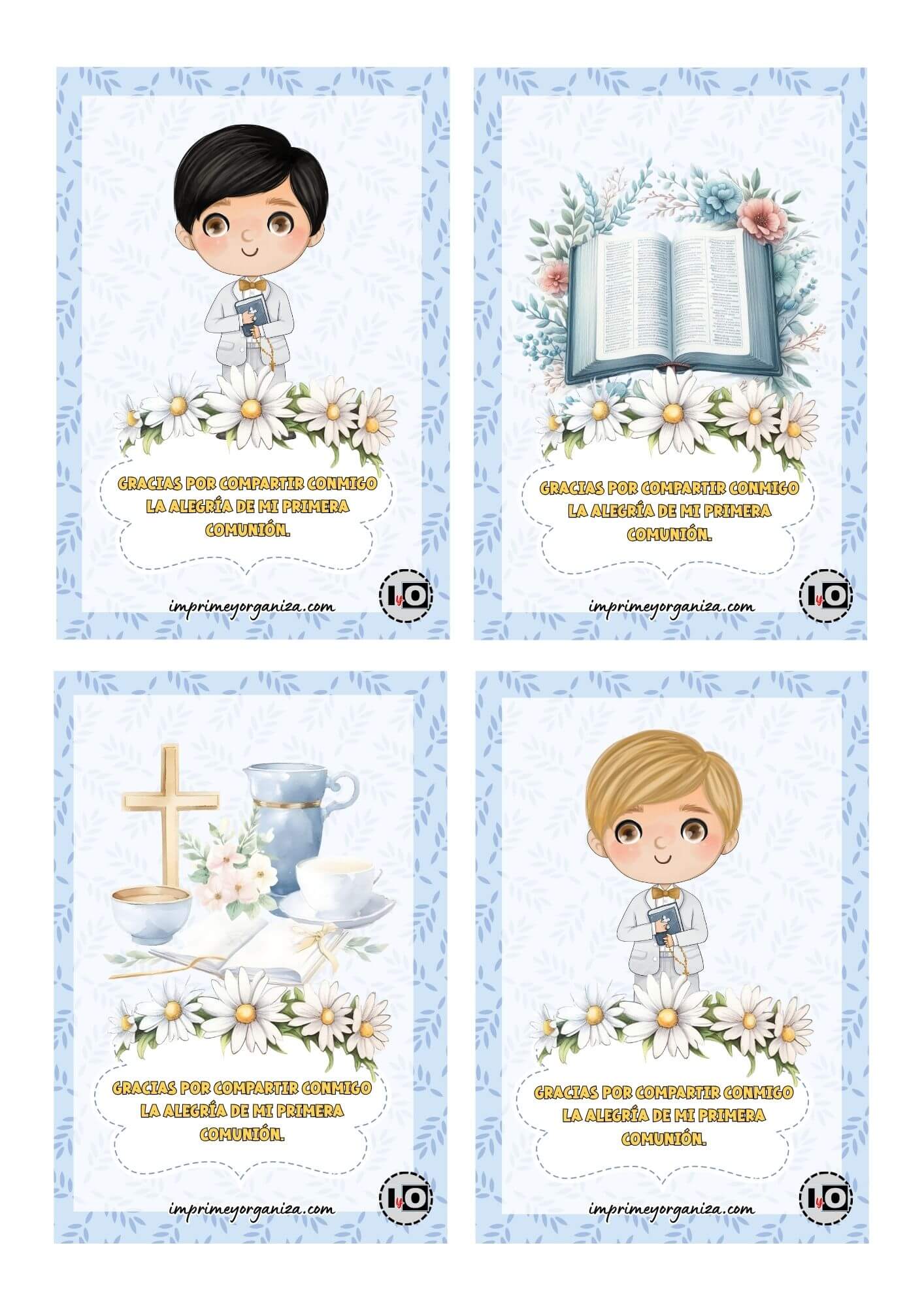 Estampitas primera comunión acuarela niño