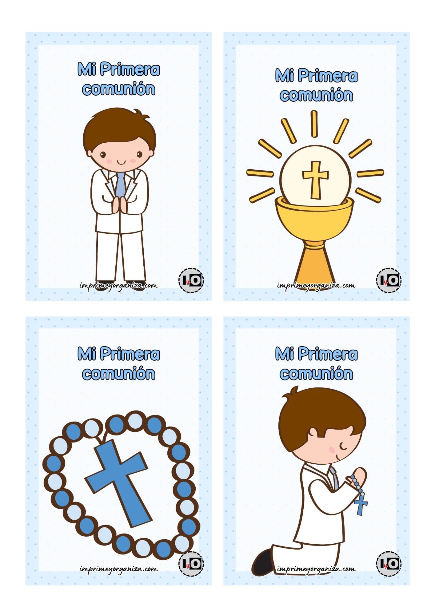 Estampitas primera comunión azul