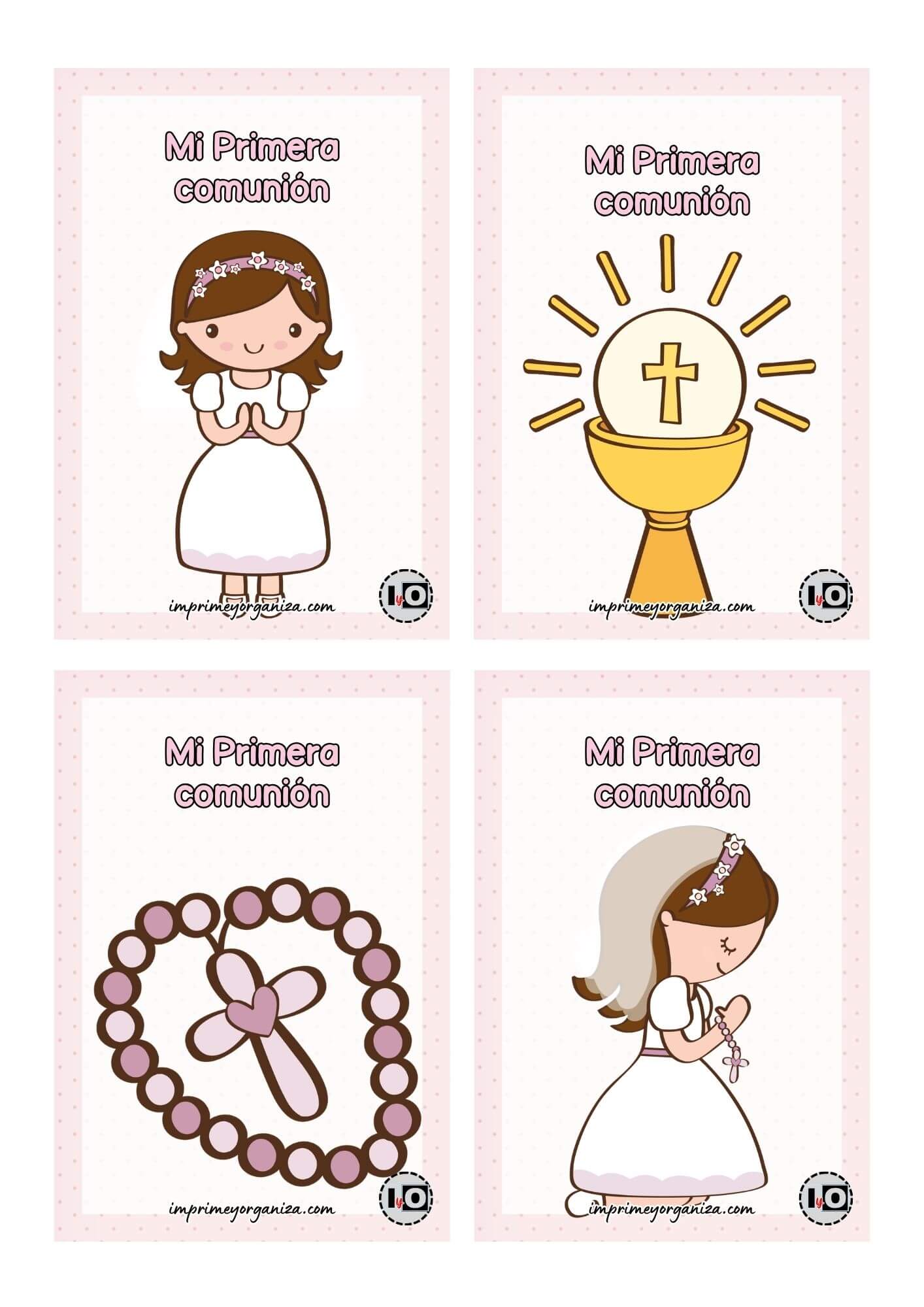 Estampitas primera comunión rosa