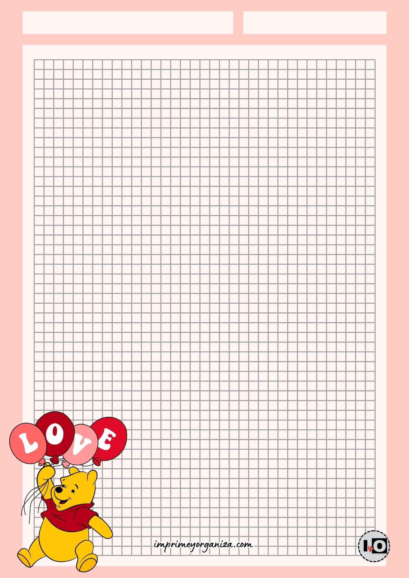 Hoja cuadriculada Winnie Love