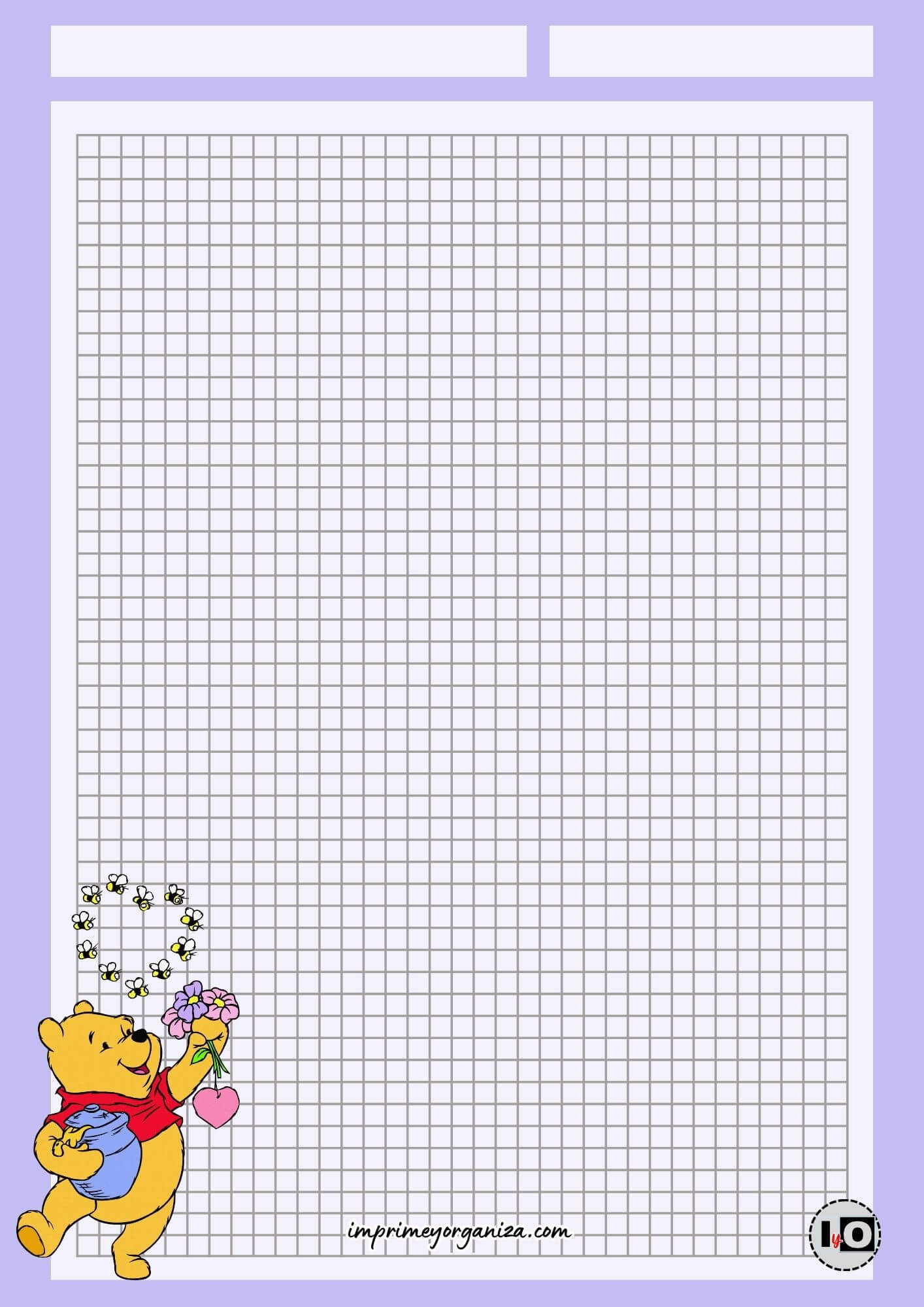 Hoja cuadriculada Winnie flores