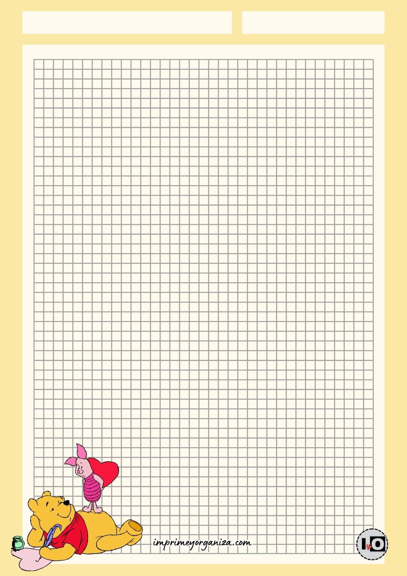 Hoja cuadriculada Winnie y Piglet