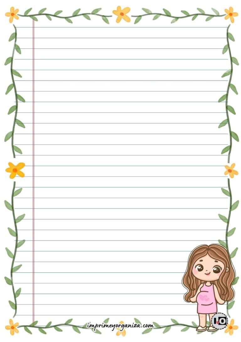 Hoja de carta Mamá castaña embarazada