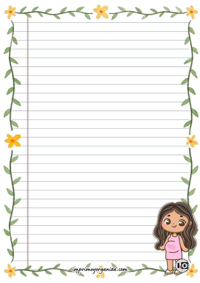 Hoja de carta Mamá morena embarazada