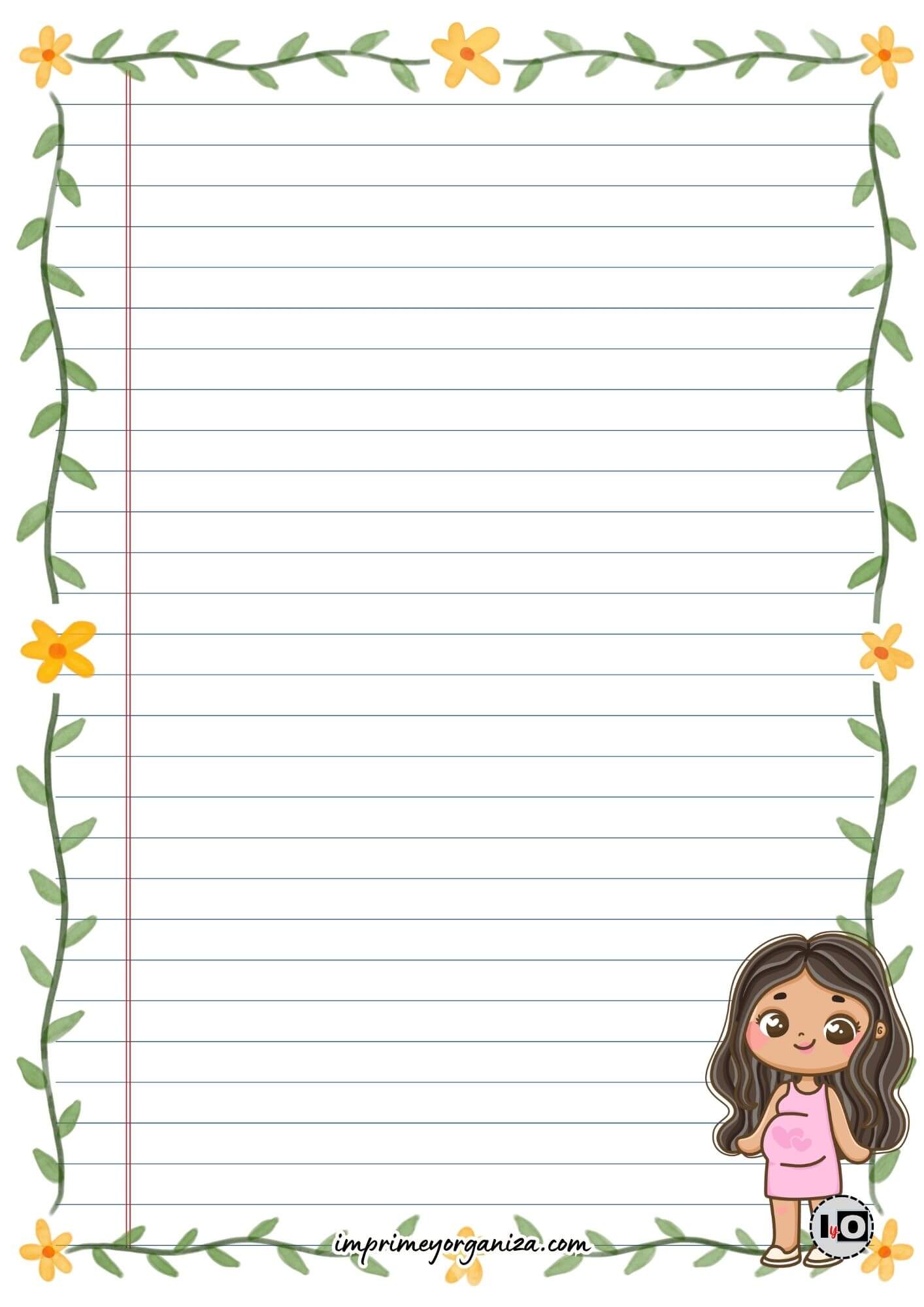 Hoja de carta Mamá morena embarazada