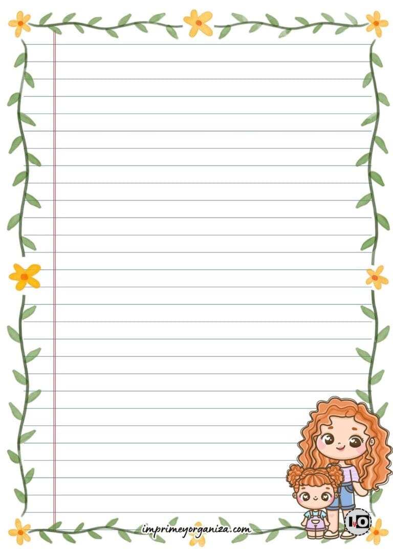 Hoja de carta Mamá pelirroja e hija