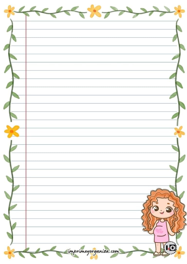 Hoja de carta Mamá pelirroja embarazada