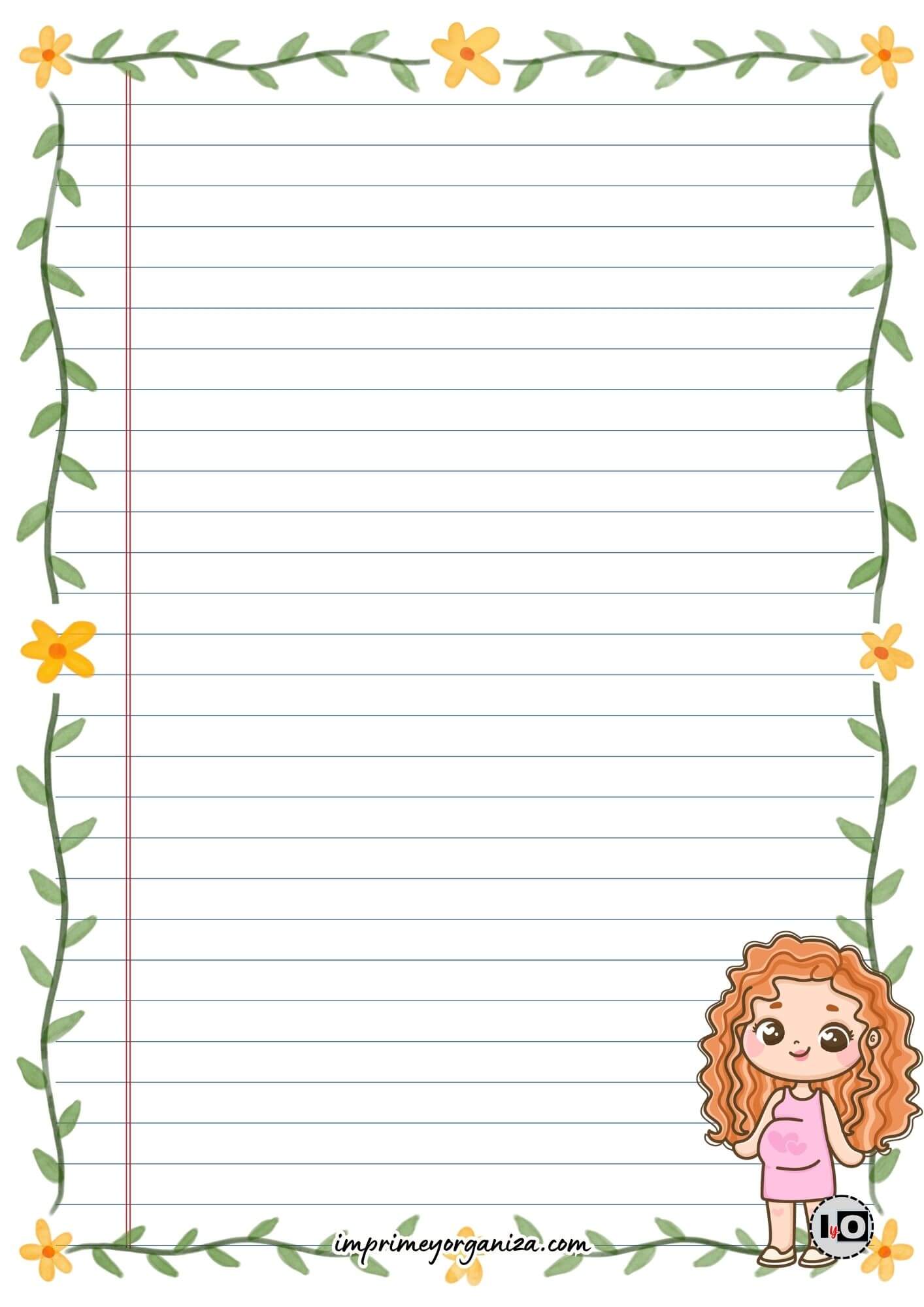 Hoja de carta Mamá pelirroja embarazada